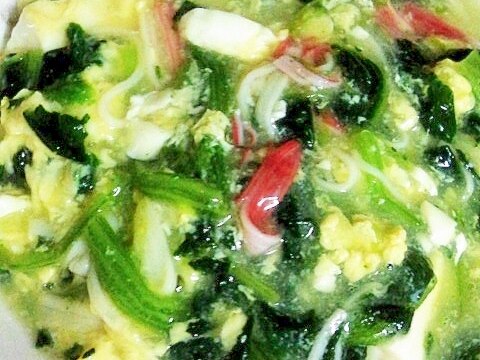 豆腐とほうれん草とカニカマのとろとろ中華あんかけ